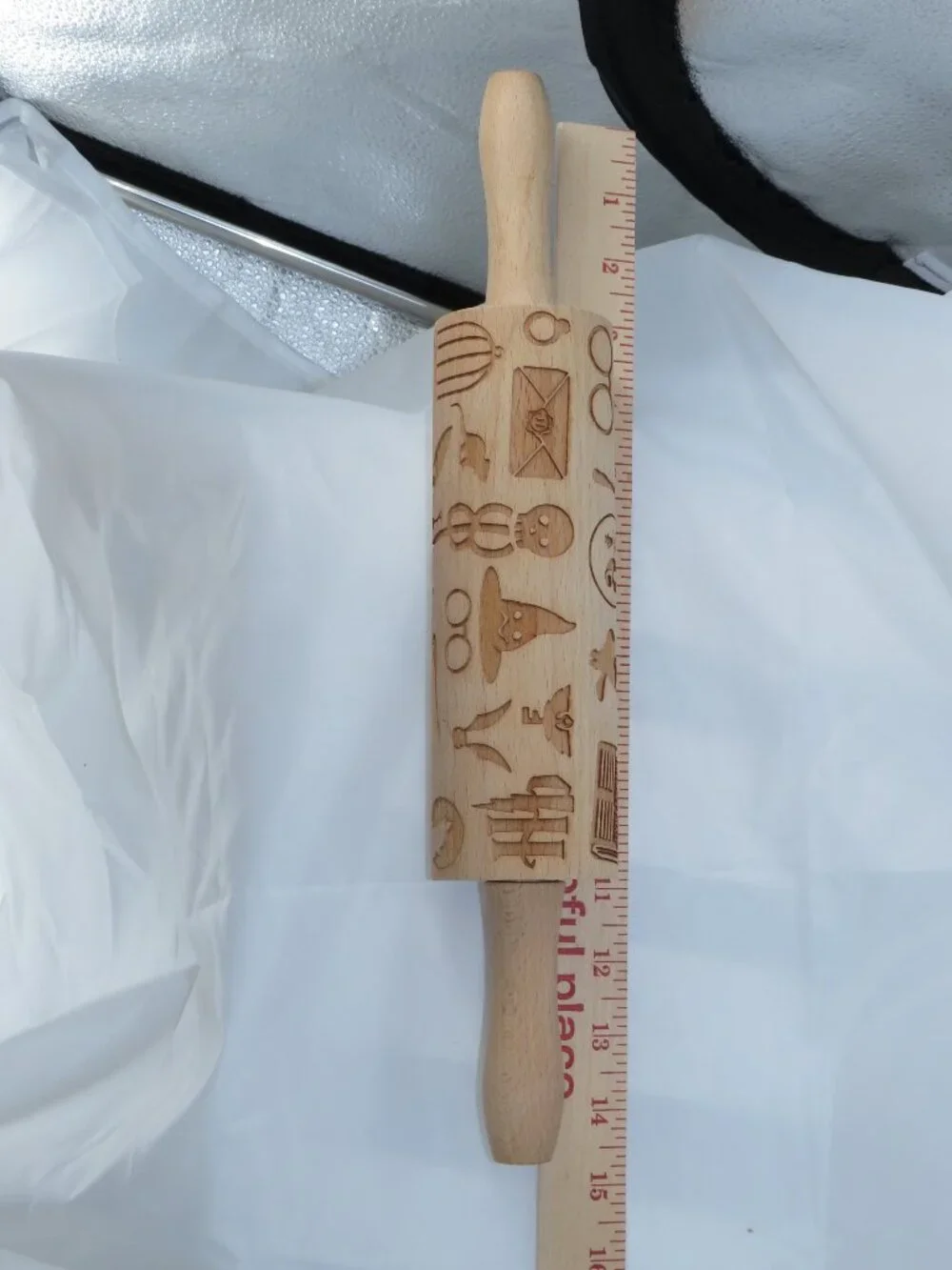 Harry Potter Embossed Rolling Pin Natural Wood 14 Inch Cookie Stamp Laser Engrav